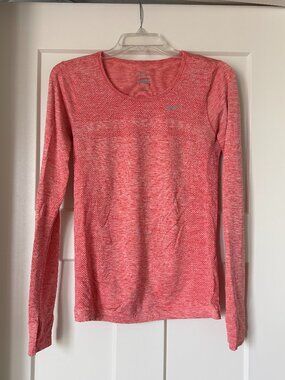 Nike Women's Dri-Fit Long Sleeve Running Top Coral Size S